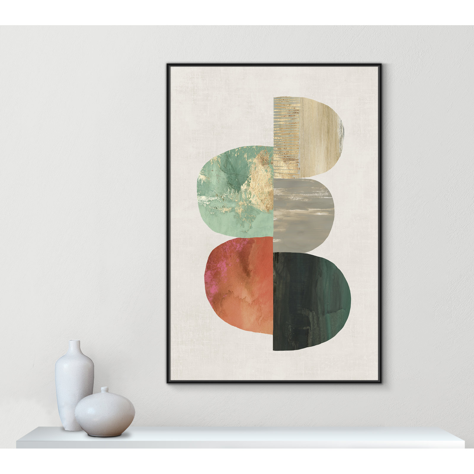 Evolving Energy I - Painting Print, Picture Framed Canvas, 61.5" H x 41.5" W, Black