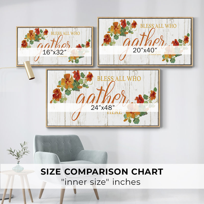 «Gather Here», toile tendue avec châssis encadré, prête à être accrochée, Naturel, H 21 po x l 41 po