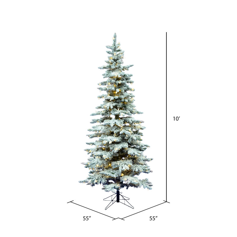 Utica Flocked Fir Slim Artificial Christmas Tree, 10' H