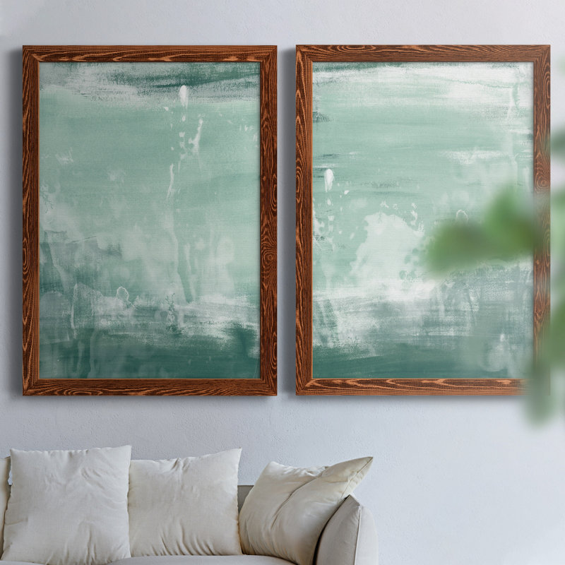 «Coastal Patina I», ensemble de 2 reproductions d'art sur toile encadrées, Toile avec cadre érable