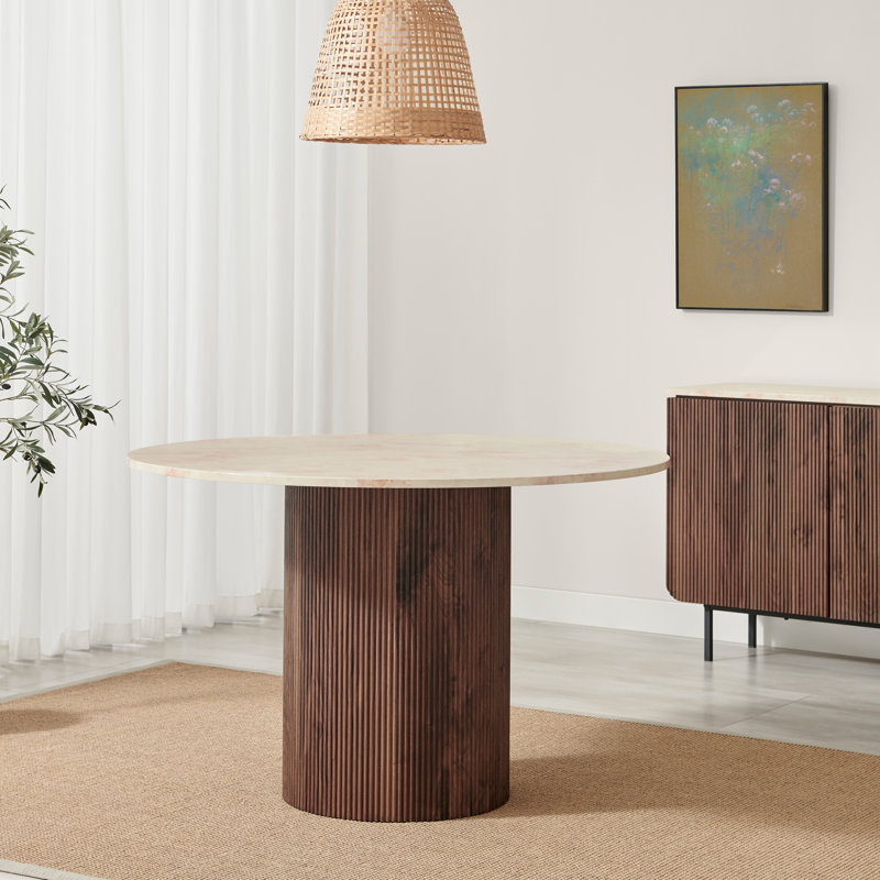 Penny Round Dining Table, Dark Brown Wood