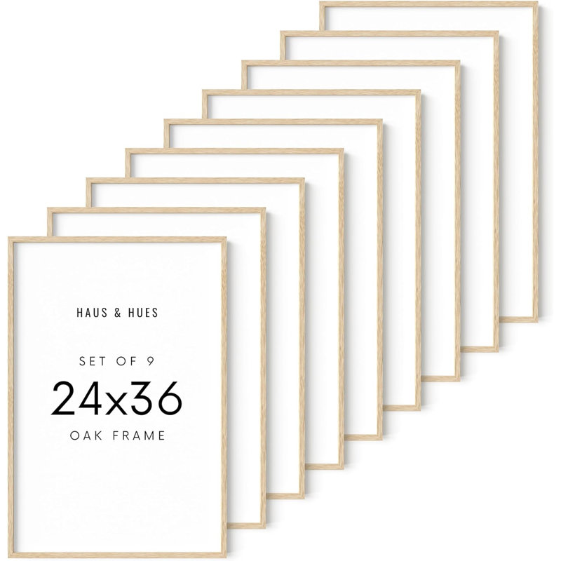 Cadre photo en bois massif - ensemble de 9, Beige, L 24 po x H 36 po