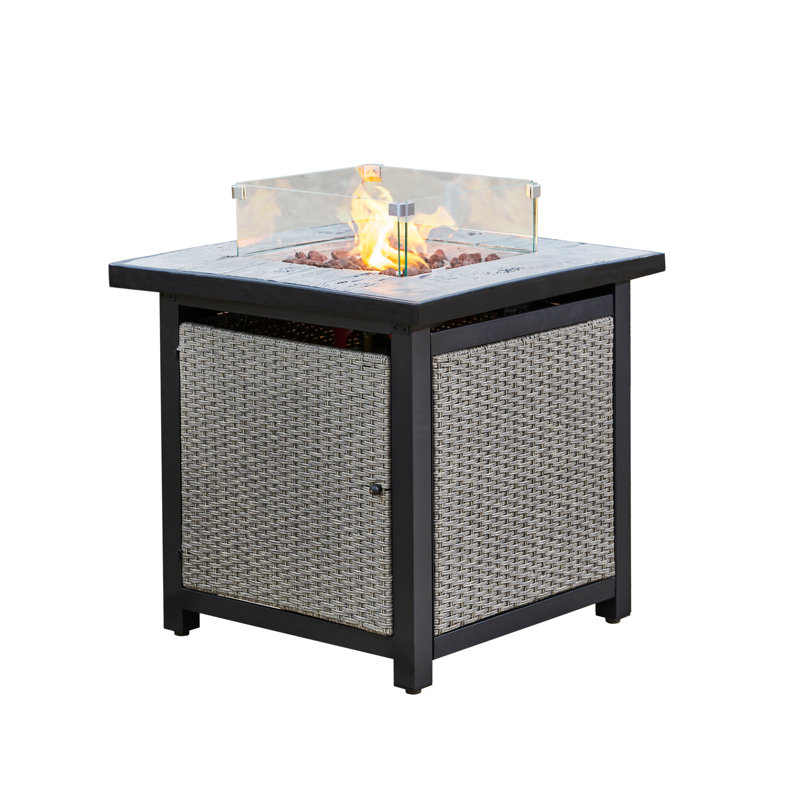 Square Concrete Propane Smokeless Fire Pit Table