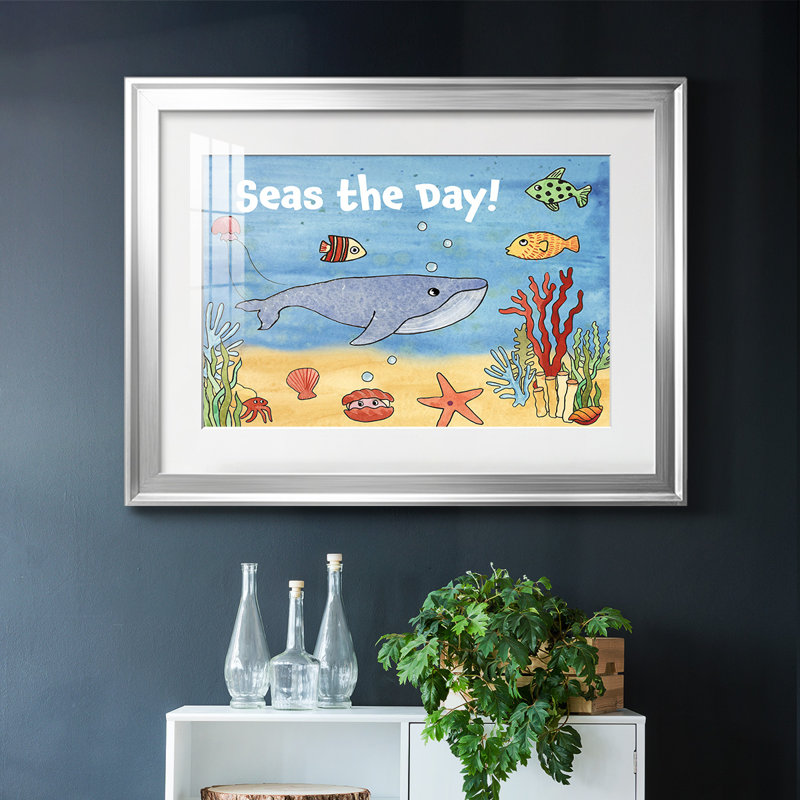 «Cute Sea Creatures II», reproduction d'art encadrée, H 27 po x l 39 po x P 1,5 po, Argent