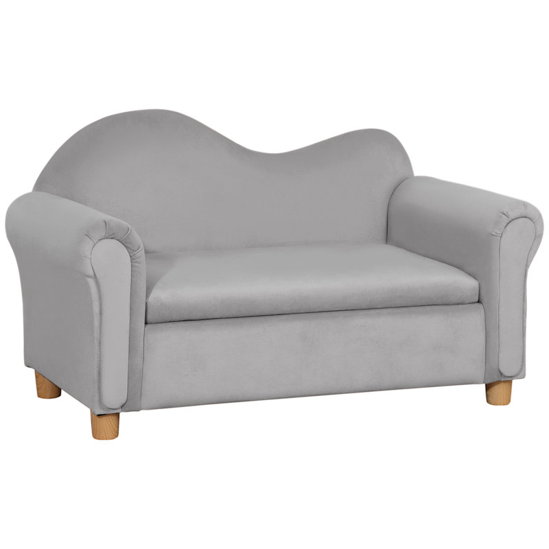 Falah Kids 8.75'' Wood Club Chair Sofa / Sectional and Ottoman, Gray