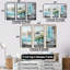 «Blue Window Beachfront View Blooms II - Coastal Windows», art mural-1341201714-1341202124