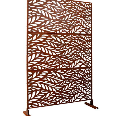 Écran d'intimité en métal l 76 po H48 po, rouge rouille, autoportant, pour l'extérieur et l'intérieur, créer une zone sur la terrasse, le patio, le balcon, la pelouse, l'écran de jardin intérieur avec métal rouge