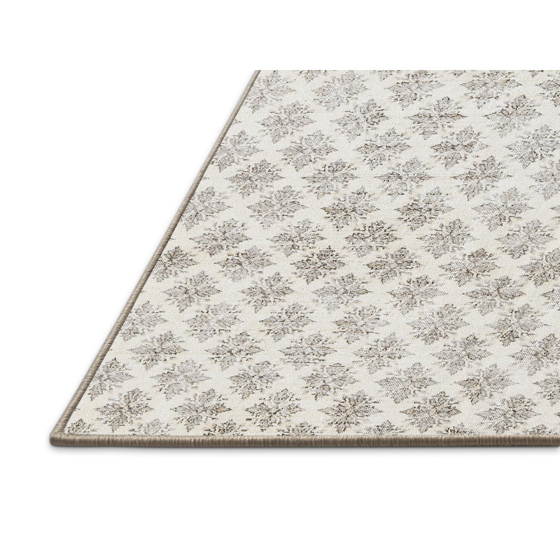 Ivoire florale d’Andersonville/Tapis décoratif grise, Rectangle 6 pi x 9 pi