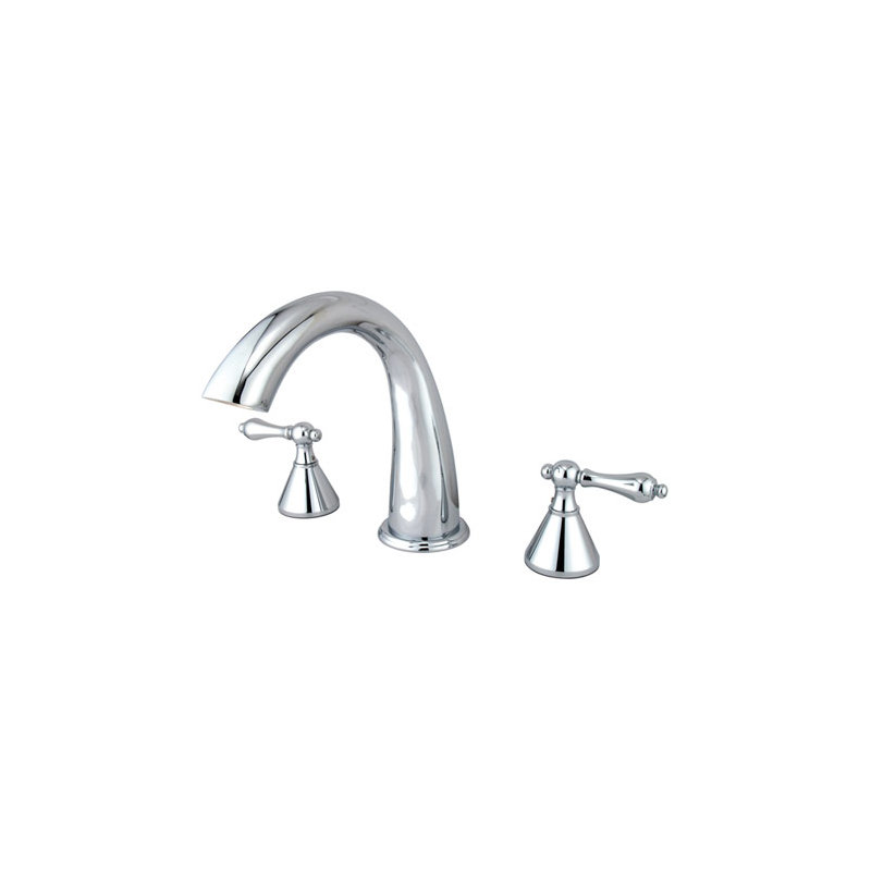 Double Handle Deck Mounted Roman Tub Faucet, Polished Chrome