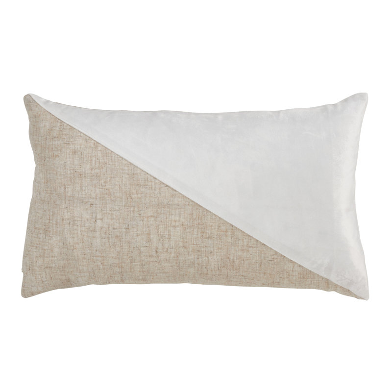 Cleo Collection Pillow Cover, Beige/White, Polyester/Polyfill