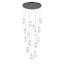Lustre noir 15 lumières avec pendentifs en verre blanc-1808181364
