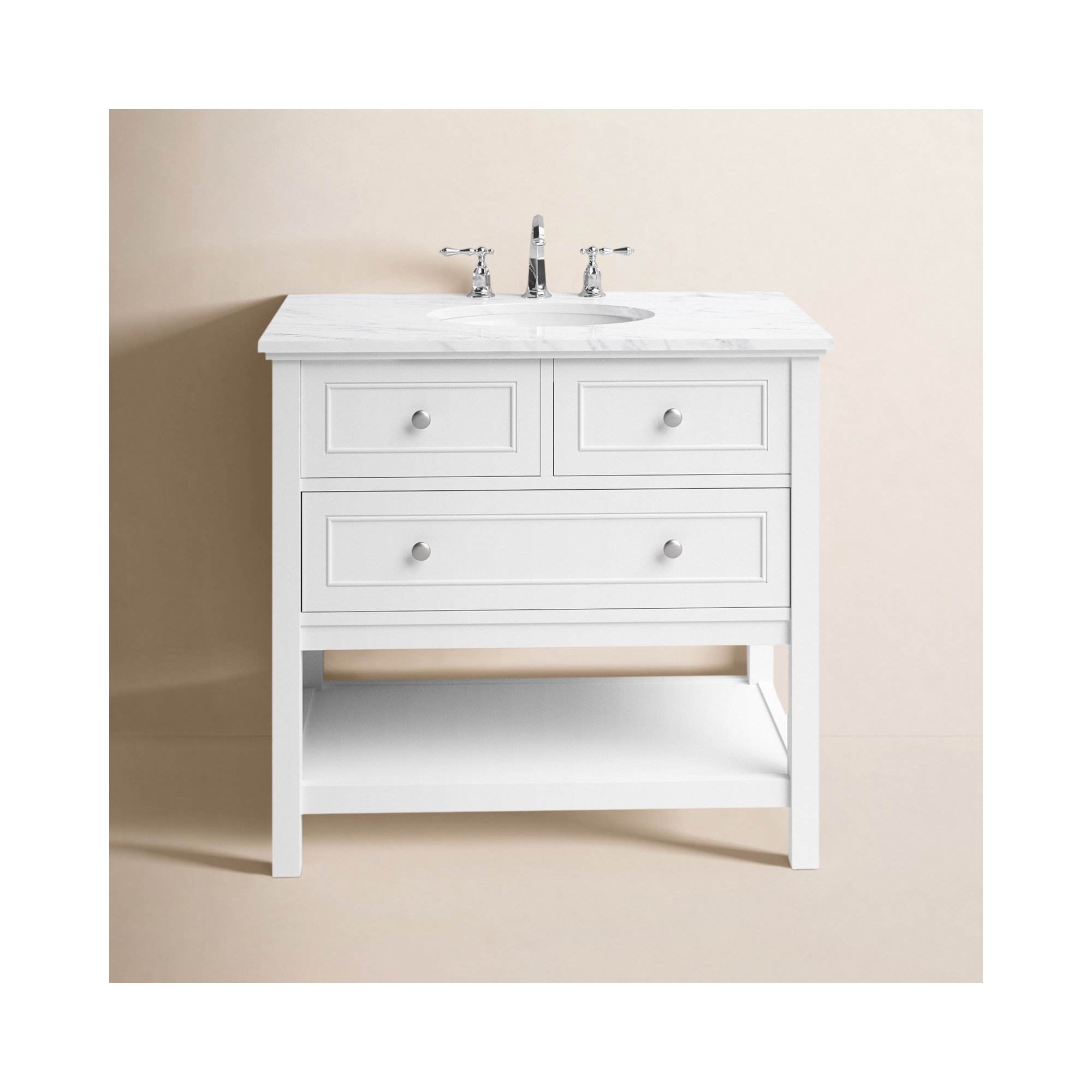 Bonsai 36" Single Sink Bathroom Vanity , White