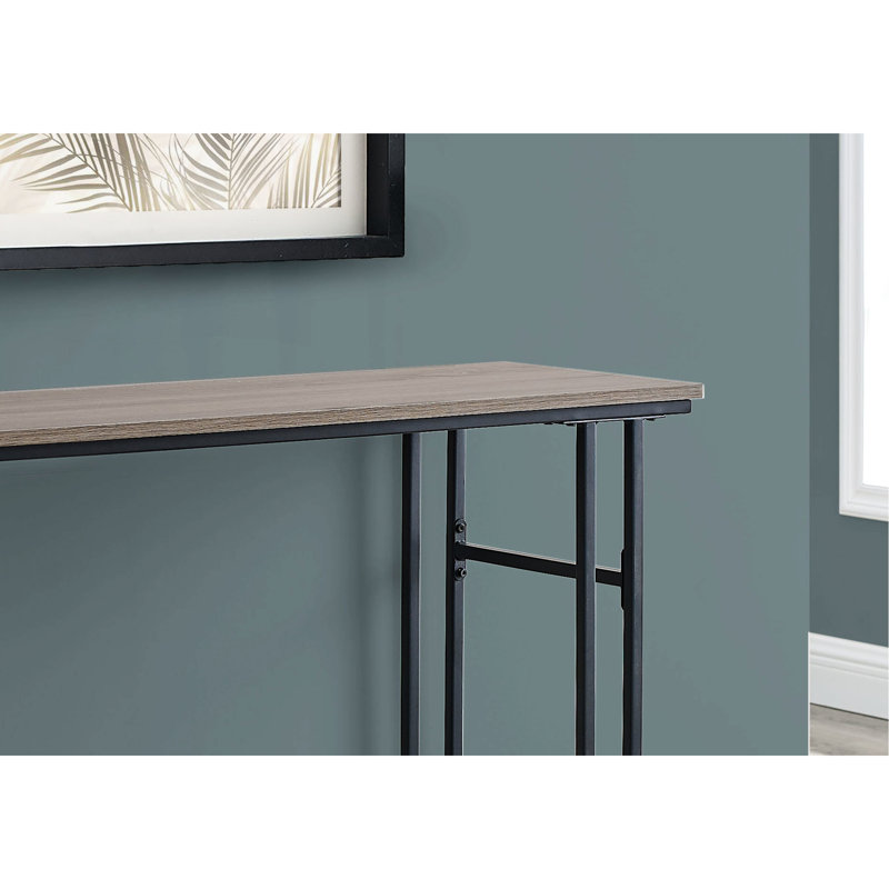 Console contemporaine pour chambre à coucher contemporaine - étroite 2 avec taupe foncé et base en métal laminé noir