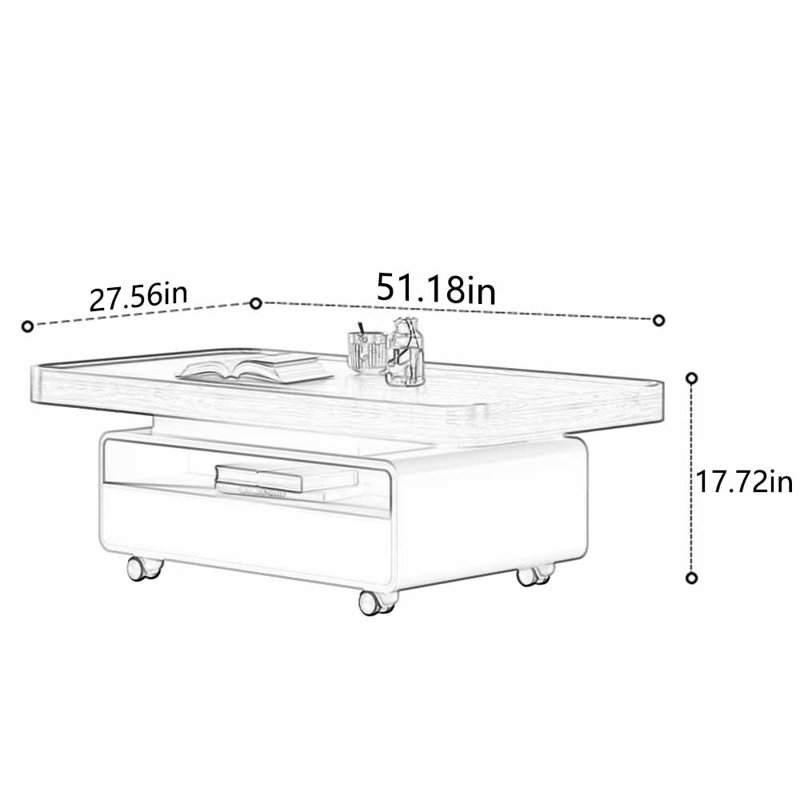 Table à thé multifonctionnelle, simple et créative, H 17,72 po x L 51,18 po x l 27,56 po