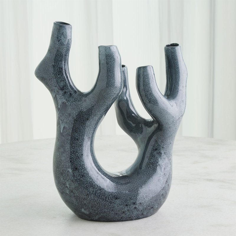 Creation Handmade Earthenware Table Vase, Blue