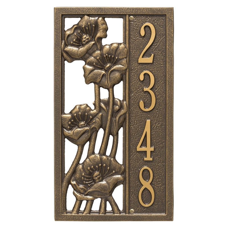 Plaque d'adresse murale sur 1 ligne personnalisable, Bronze/Doré, Oui