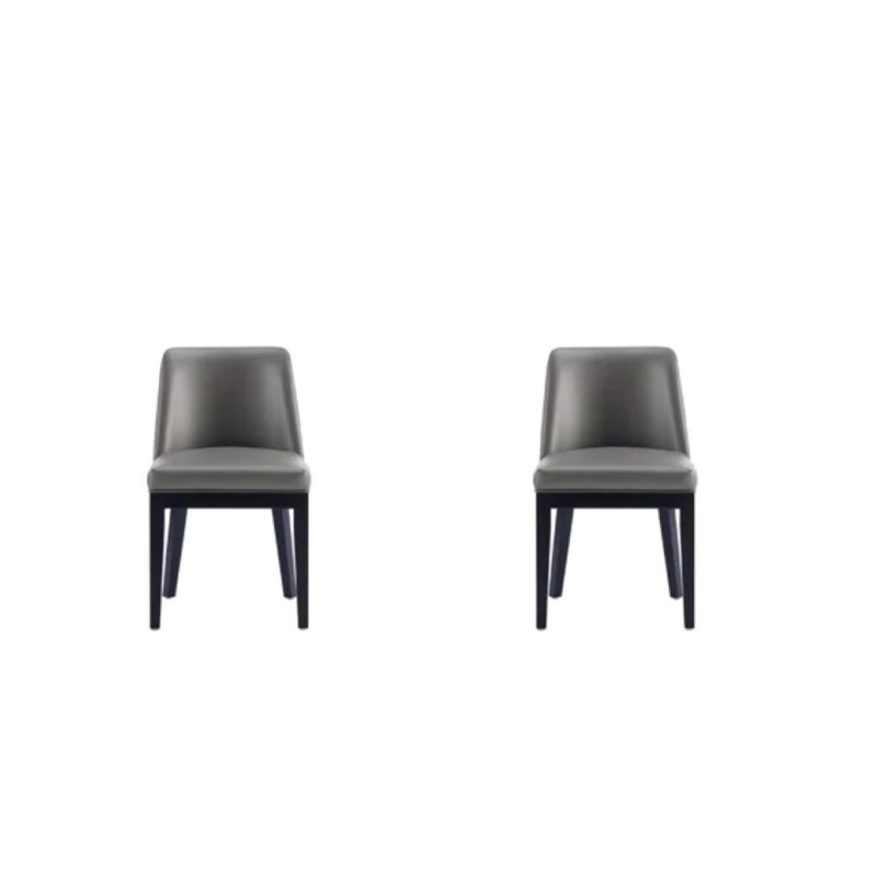 Gansevoort Modern Vegan Leather Upholstered Beech Wood Dining Parsons Chair in Graphite, Pebble Gray
