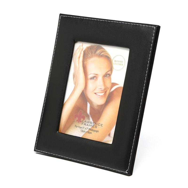 Cadre photo en cuir assemblé, 5 po x 7 po, Noir