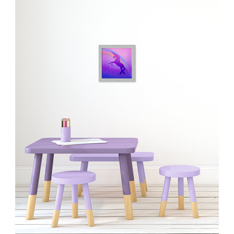 « licorne 2 », art encadré, H 14 po x l 14 po x P 0,63 po, Encadré plat argent