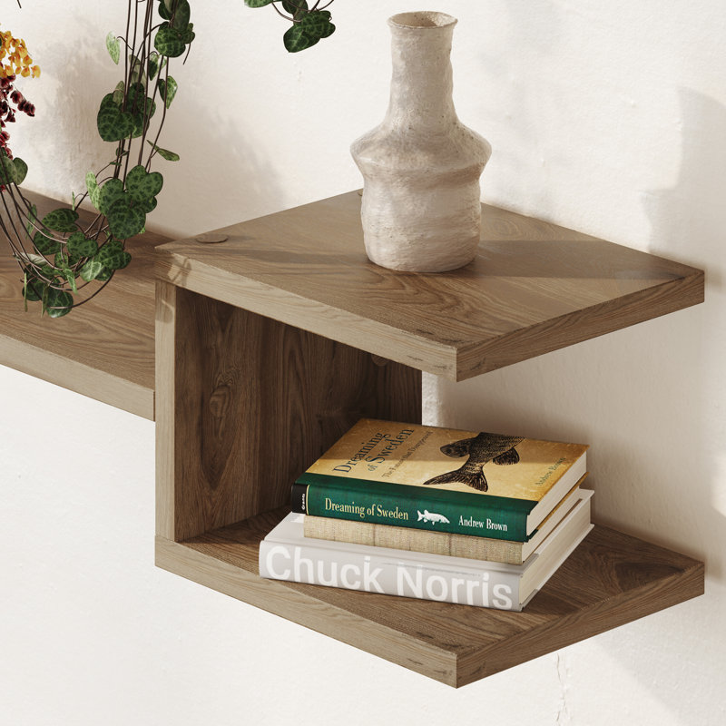 Modern Floating Wall Shelves, Whiskey Oak