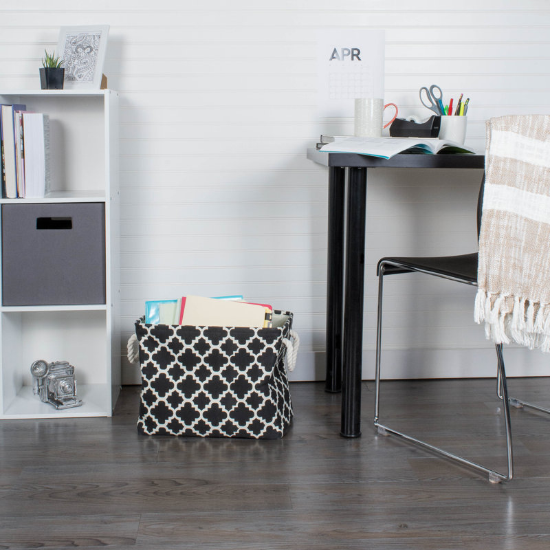 Harriet Bee Stork Fabric Decorative Bin, Black, 12" H x 10" W x 16" D