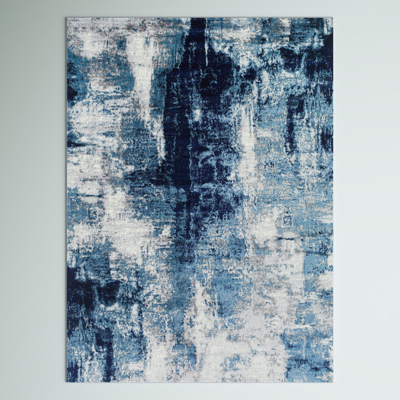 Tapis abstrait tissé à la machine Cornwell, Rectangle 5 pi 3 po x 7 pi 3 po