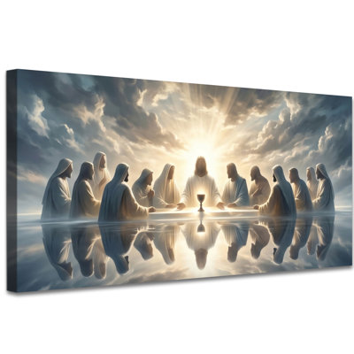 Art mural sur toile Jésus, le dernier souper, vitrail, décoration murale biblique chrétienne pour le salon, la salle à manger, la salle de prière, art Jésus sur toile pour la décoration intérieure, 12 po x 24 po
