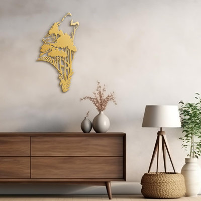 Abstract Botanical Floral Silhouette Modern Abstract Wall Accent Sculpture Hanging Decoration Metal Wall Decor