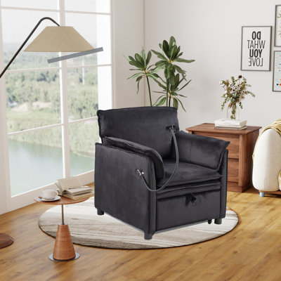 31.5'' Wide Manual Recliner Chair With Adjustable Backrest, Footrest & USB Port