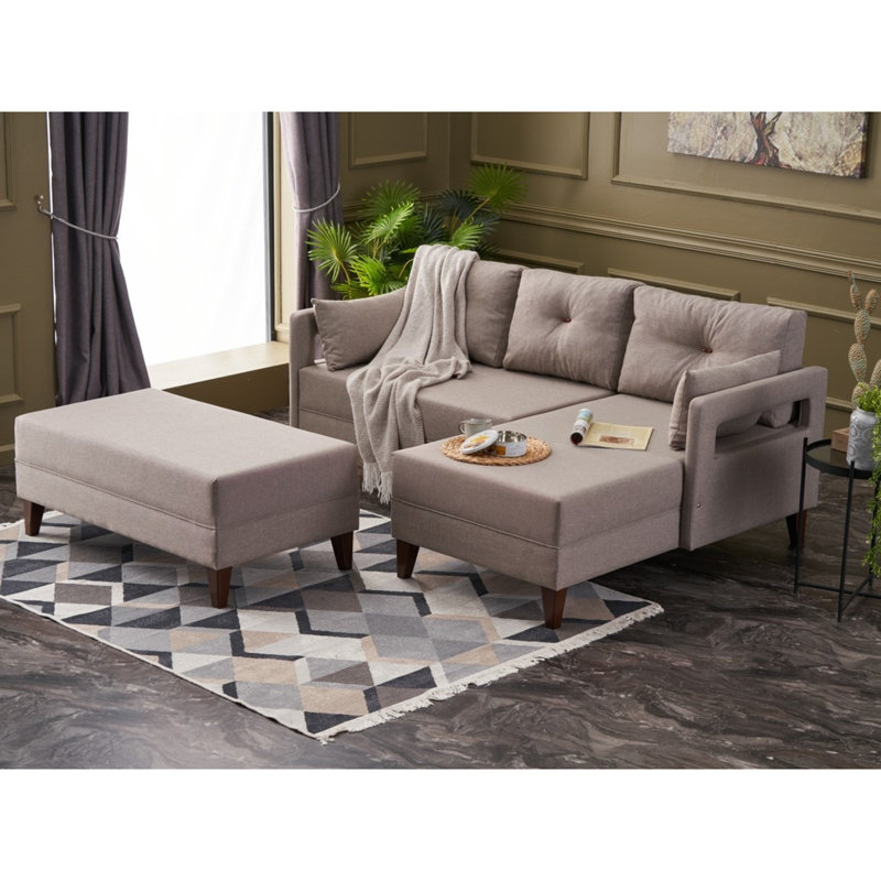 Zeb 3 Seater Sofa Bed, Right Hand Facing, Cream