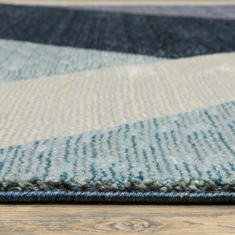 Tapis bleu / bleu marine / mauve à motif abstrait Sisto, Rectangle 10 pi x 13 pi 2 po