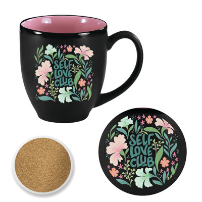 Ensemble de grandes tasses et sous-verres 16 oz Self Love Club I