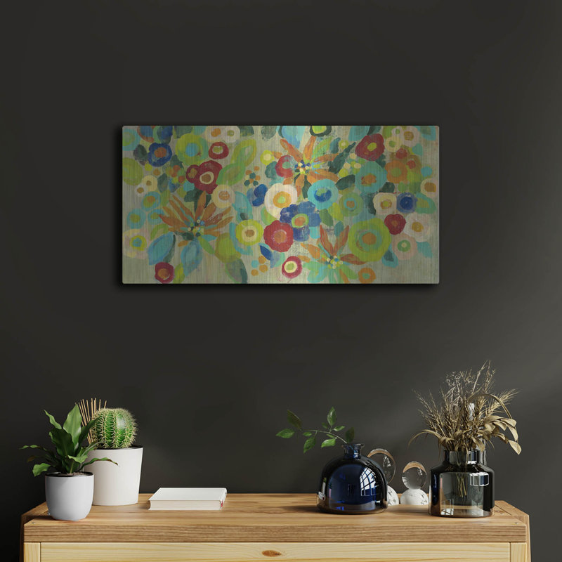Art mural en métal luxueux «Flower Market I» par Silvia Vassileva, 24 po x 12 po, H 12 po x l 24 po