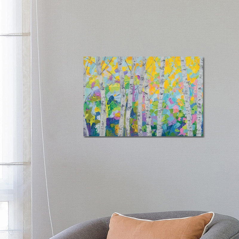 «Dancing Birch Tree» par Ann Marie Coolick - peinture sur toile tendue, H 18 po x l 26 po x P 1,5 po