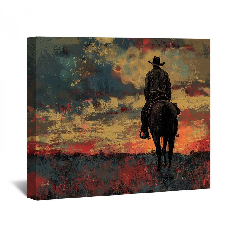 «Cowboy» sur toile, H 16 po x l 16 po x P 3 po