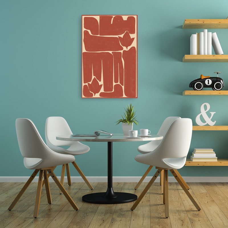 «Terracotta Floral Shapes Abstract Minimalist Modern Lotus Tulip Flower», reproduction d'art murale, 36" H x 24" W