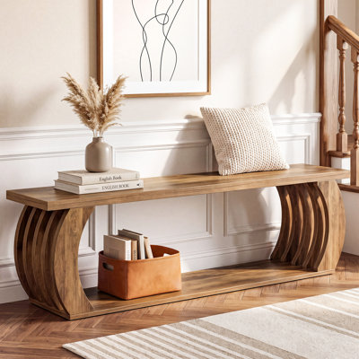 Banc d'entrée en bois de 160 cm avec tablette de rangement