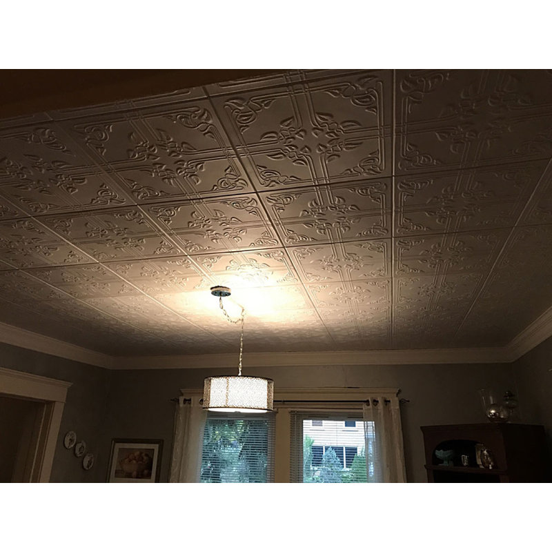 Tuile de plafond en polystyrène collé 1,6 pi x 1,6 pi Ivy Leaves, Bronze antique