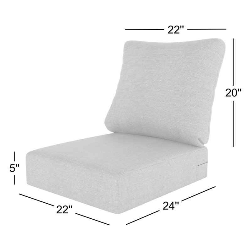 Deep Seating Outdoor Sunbrella® Seat/Back Cushion, Cast Ash Sunbrella® Plainweave