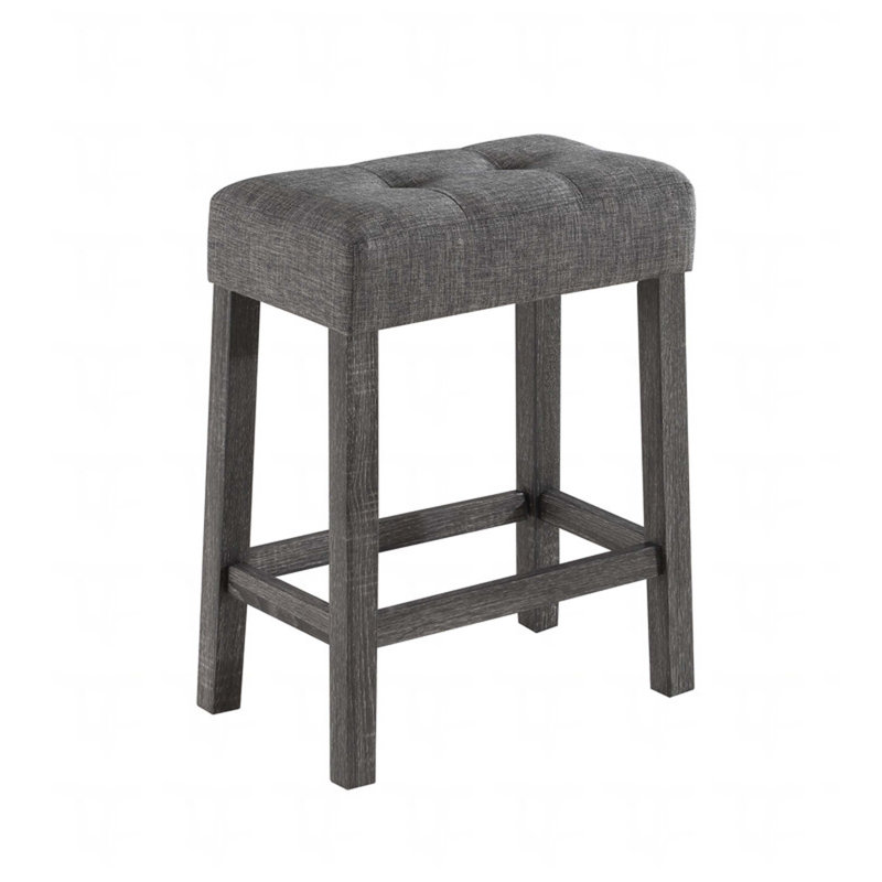 Lux Gray 3 Piece Counter Height 36" Pub Table Set with Tufted Gray Linen Stools