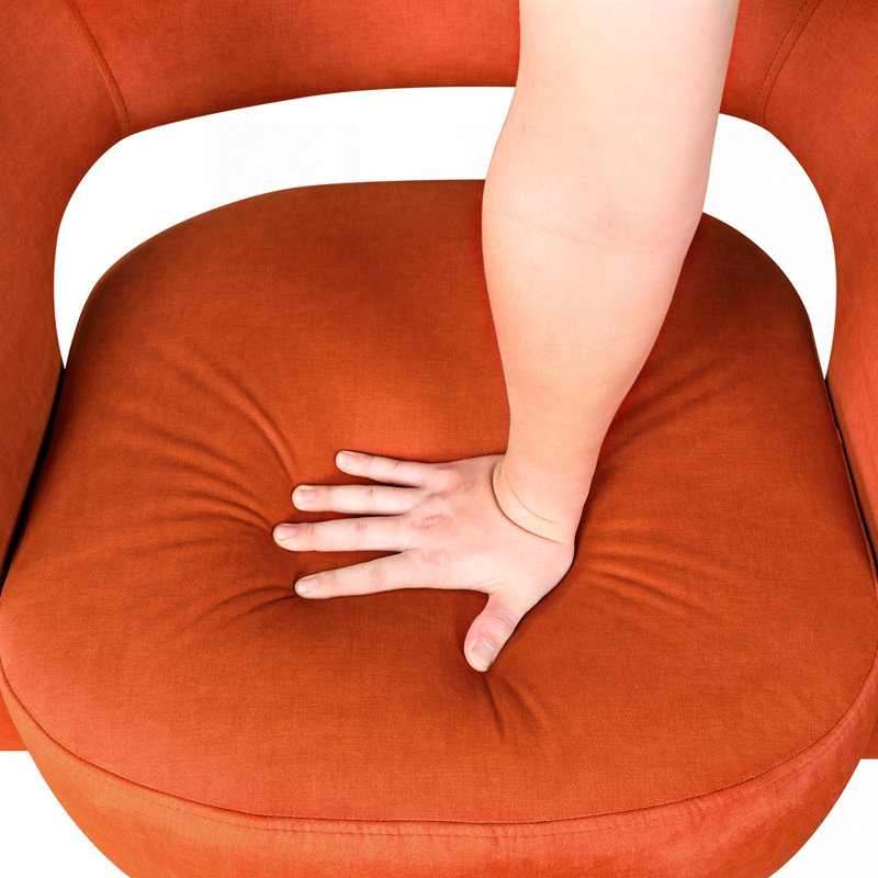 Chaise d'appoint moderne pivotante en velours de bois massif 1pc, Orange