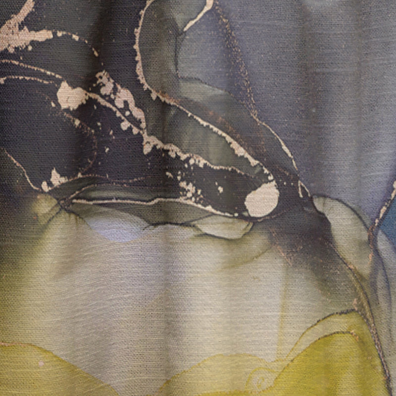 Mauve et jaune, art abstrait fluide de luxe I - rideau en velours moderne - obscurcissant - 1 panneau, L 52 po x L 63 po