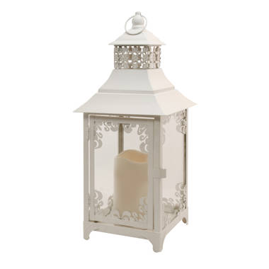 Metal Lantern with Battery-Operated Candle - Black Gem