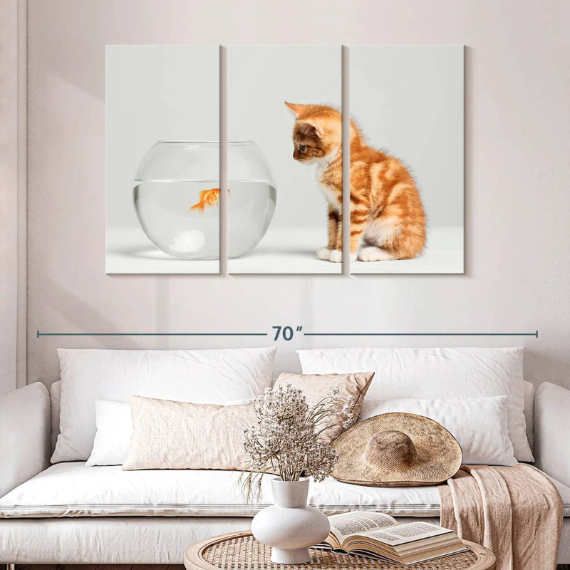 Brampt Pet Fish And Kitten, 32" H x 50" W