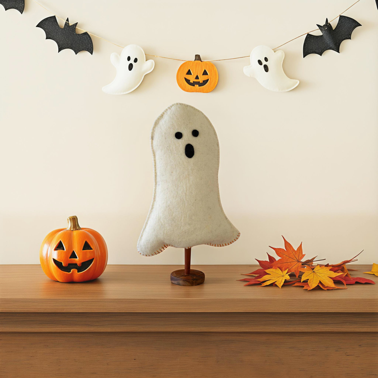 FELT HALLOWEEN GHOST ON A BASE