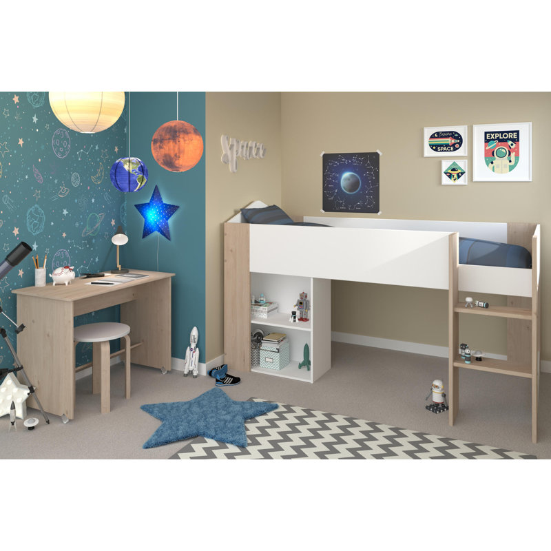 Veun European Single (90 X 200 Cm) Mid Sleepers with Storage Included with Desk Included