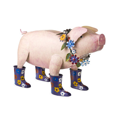 Kasie-Jane Pig Metal Garden Statue