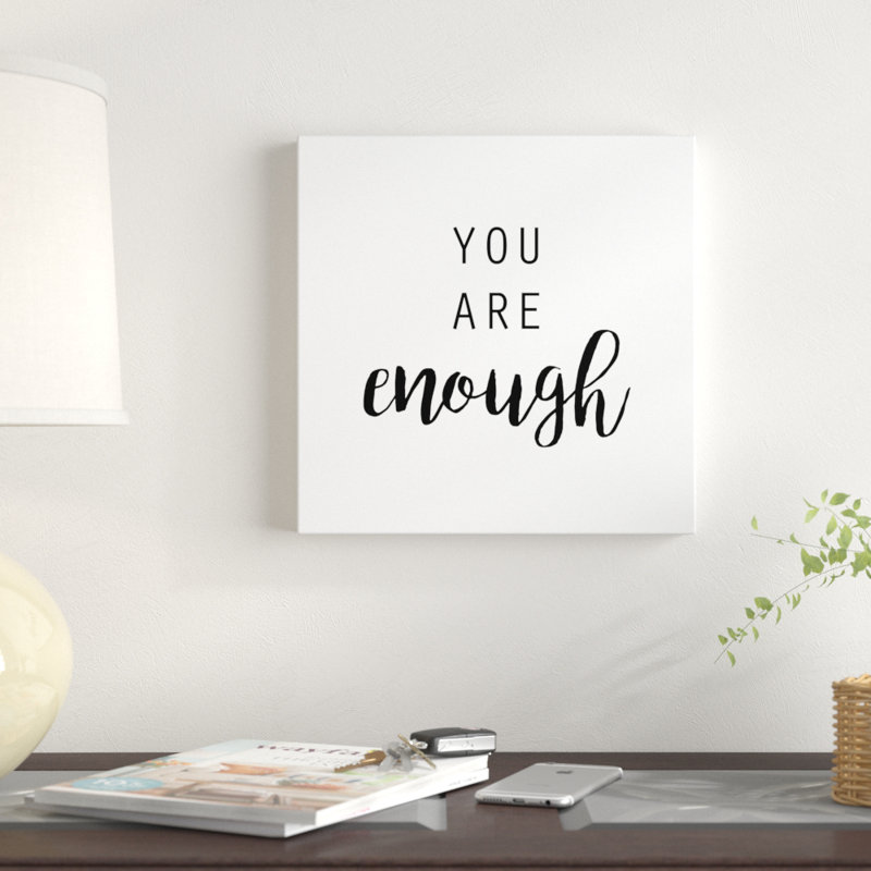 «Quotable III», art textuel sur toile, H 12 po x l 12 po, Toile tendue