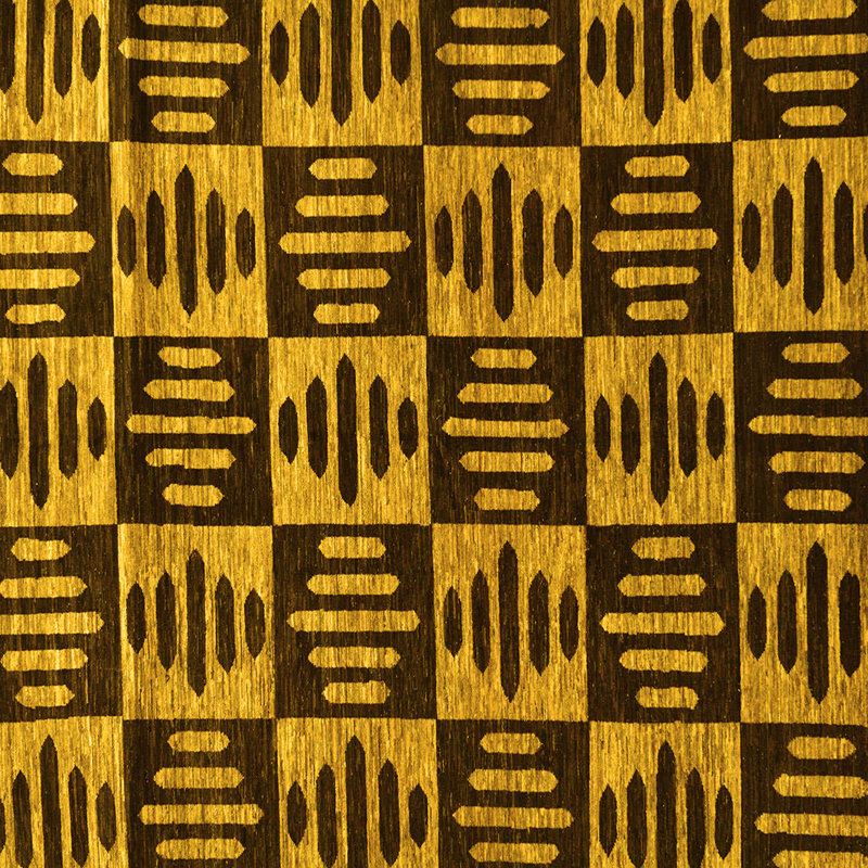 Tapis abstrait jaune lavable à la machine Abstract 14, Carré 5 pi