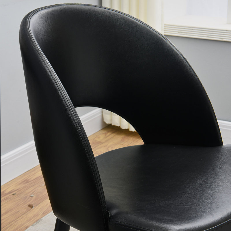 Ensemble de 2 chaises de salle à manger modernes en similicuir avec pieds en métal - chaises d'appoint rembourrées, Noir